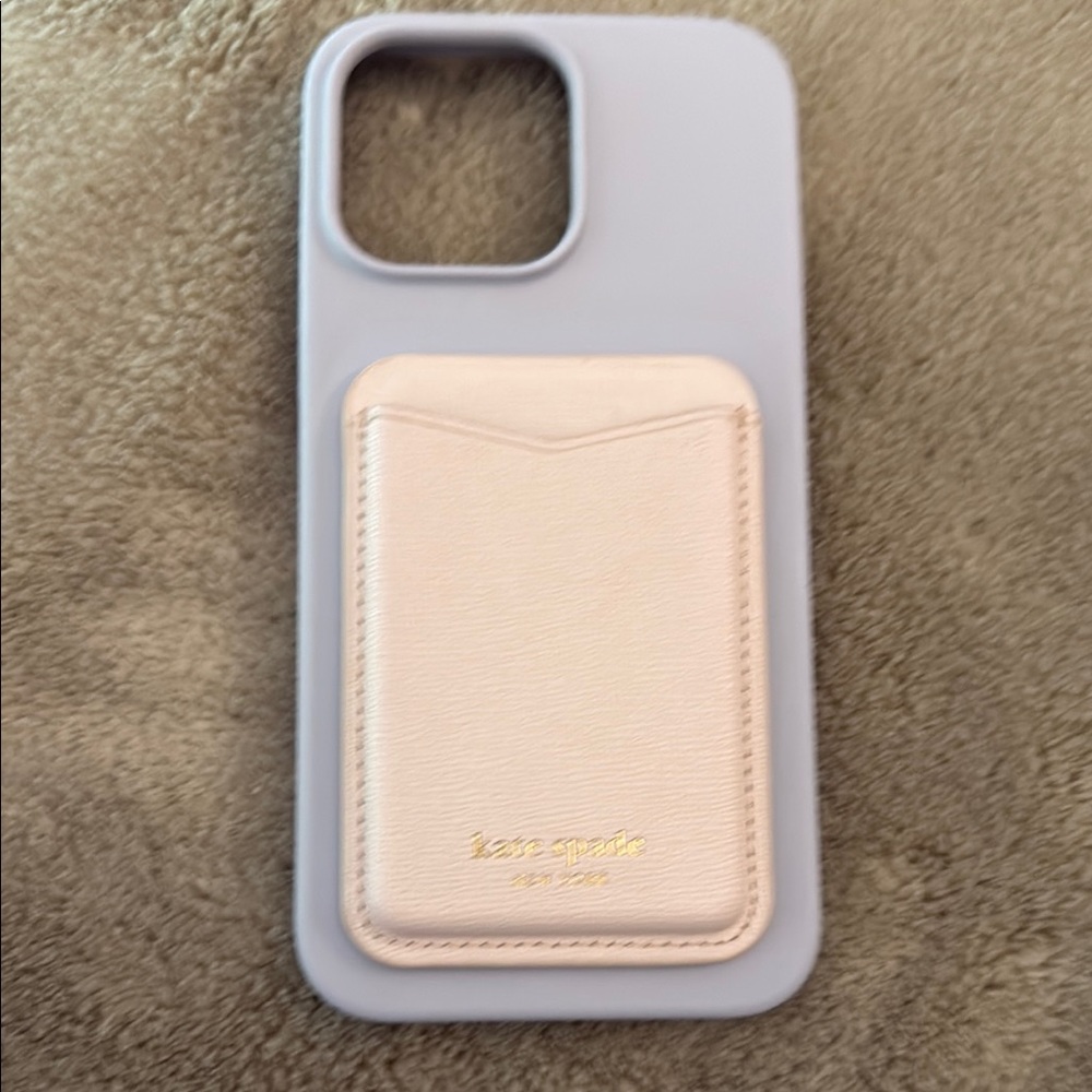 Heyday Apple 13 Pro Max Purple case with Kate Spade Cream Card Holder